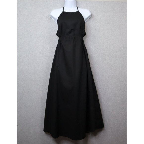 Birgitte Herskind Petra Dress Midi Womens US 4 XS Black‎ Halter Cotton New - Picture 1 of 15